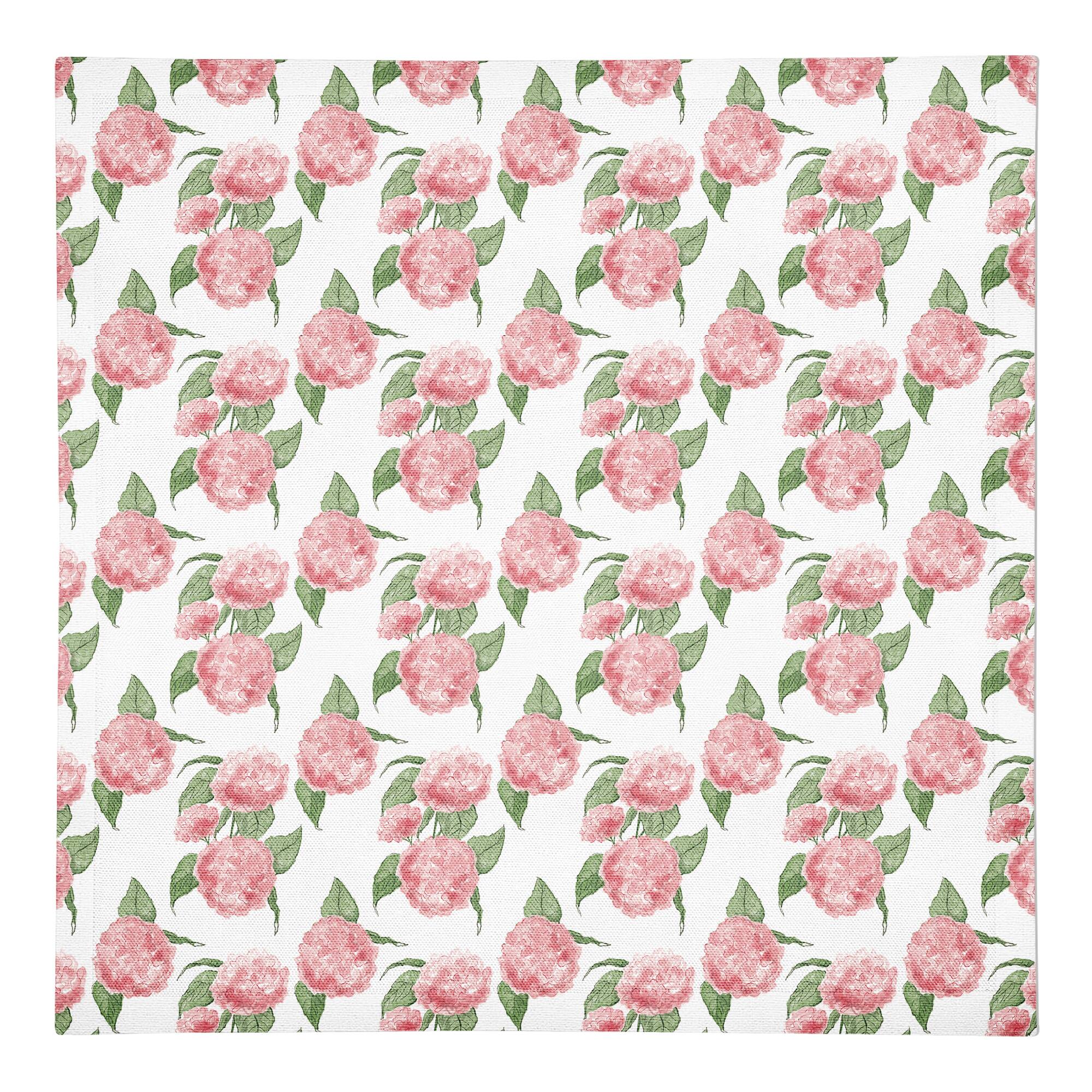 Pink Hydrangea Pattern 10" x 10" Cotton Twill Napkin